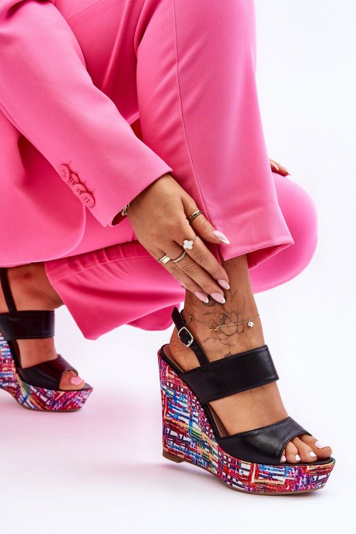 Women's Wedge Sandals Black Calderia