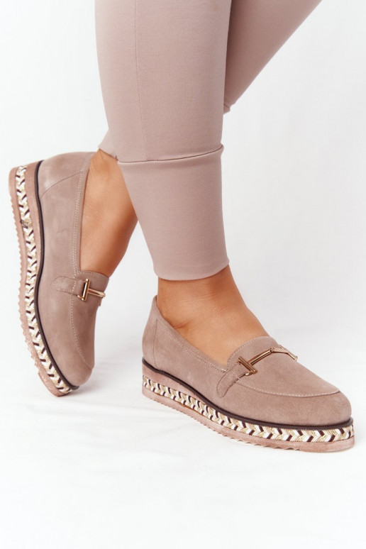Loafers On A Platform Laura Messi 2284 Light Brown Loafers On A Platform Laura Messi 2284 Light Brown