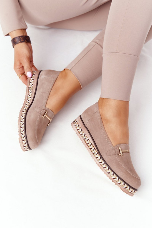 Loafers On A Platform Laura Messi 2284 Light Brown Loafers On A Platform Laura Messi 2284 Light Brown