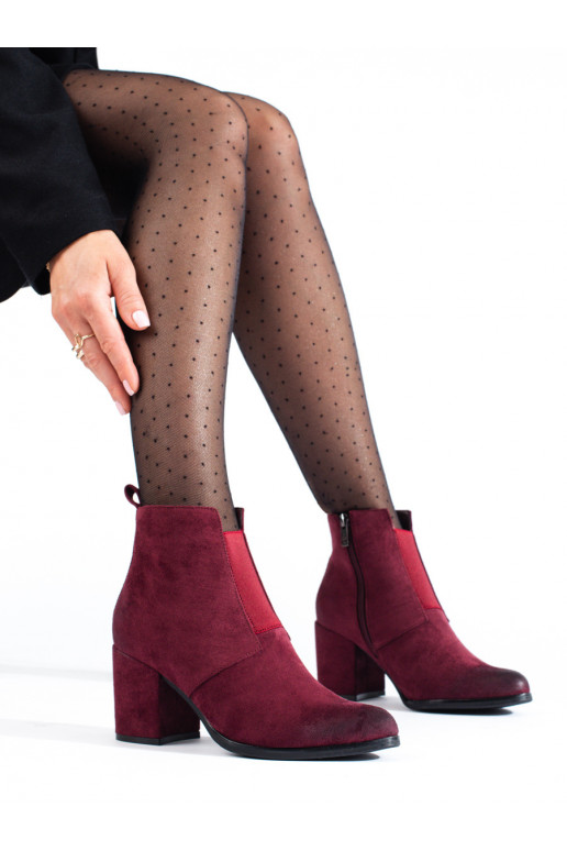 burgundy women's boots on the heel  Shelovet