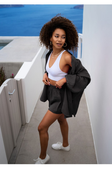 Palma - Black muslin shorts 2