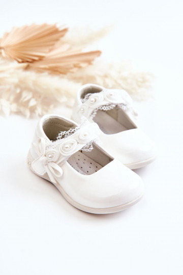 Children's Ballerinas With Velcro White Evelyn 2