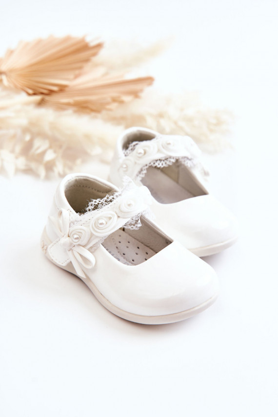 Children's Ballerinas With Velcro White Evelyn