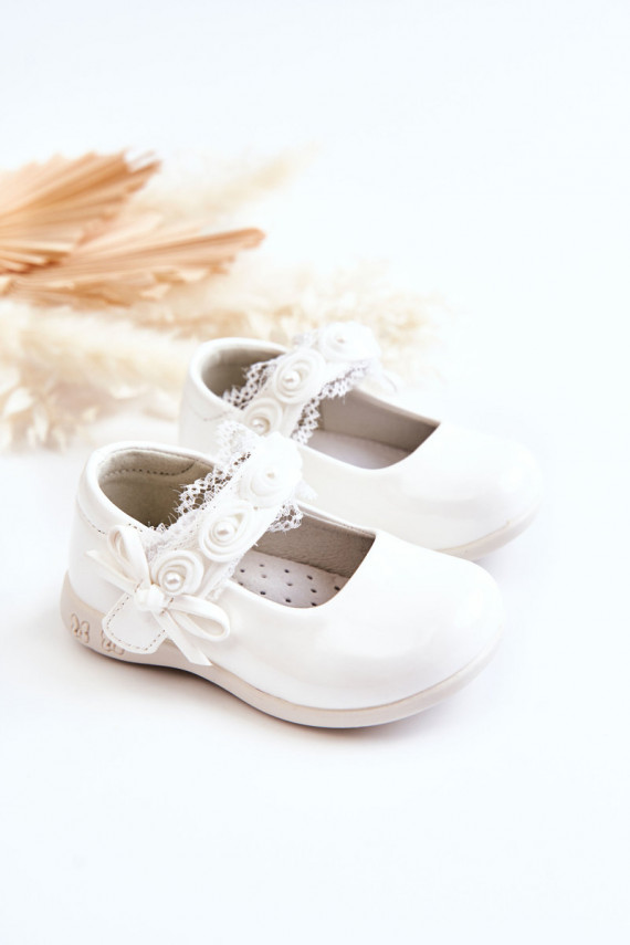 Children's Ballerinas With Velcro White Evelyn