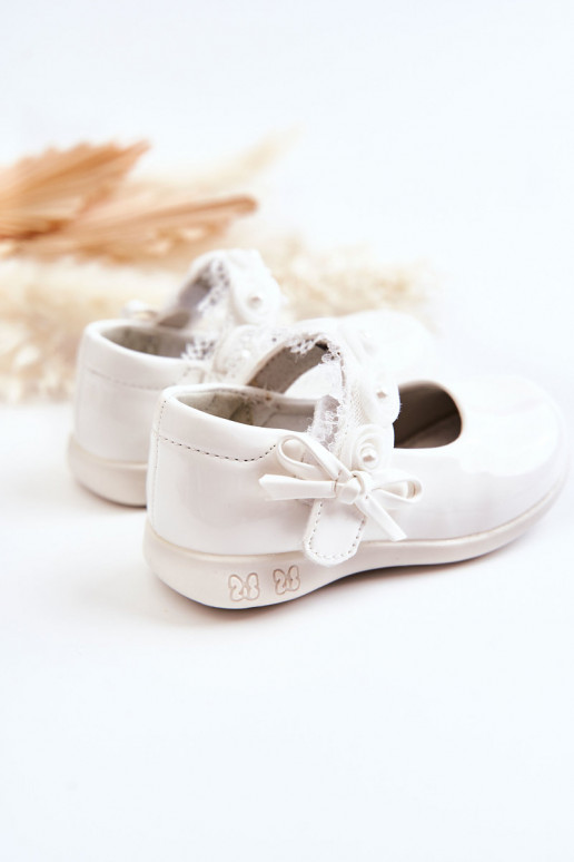 Children's Ballerinas With Velcro White Evelyn