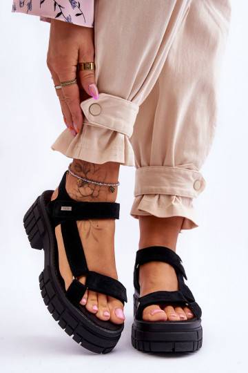 Women's Suede Sandals Big Star Black