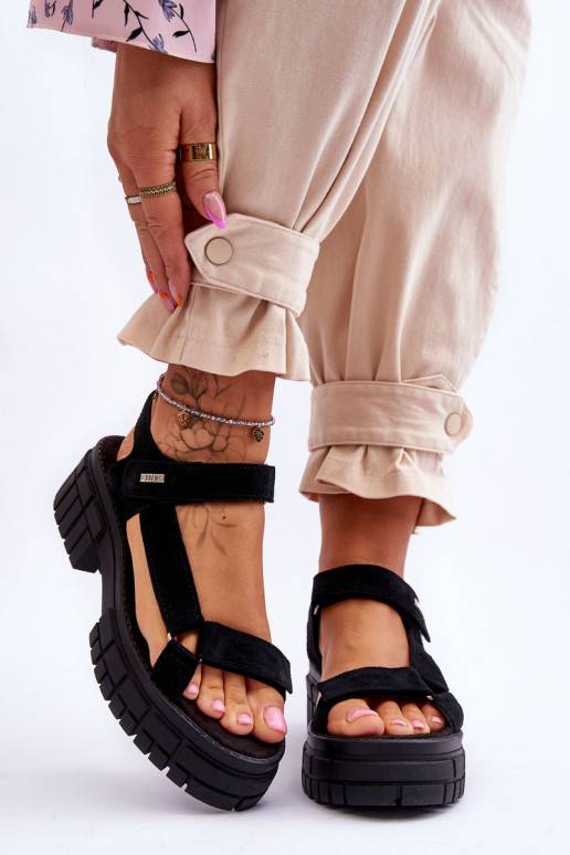 Women's Suede Sandals Big Star Black