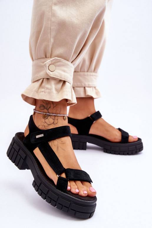 Women's Suede Sandals Big Star LL276035 Black Women's Suede Sandals Big Star LL276035 Black