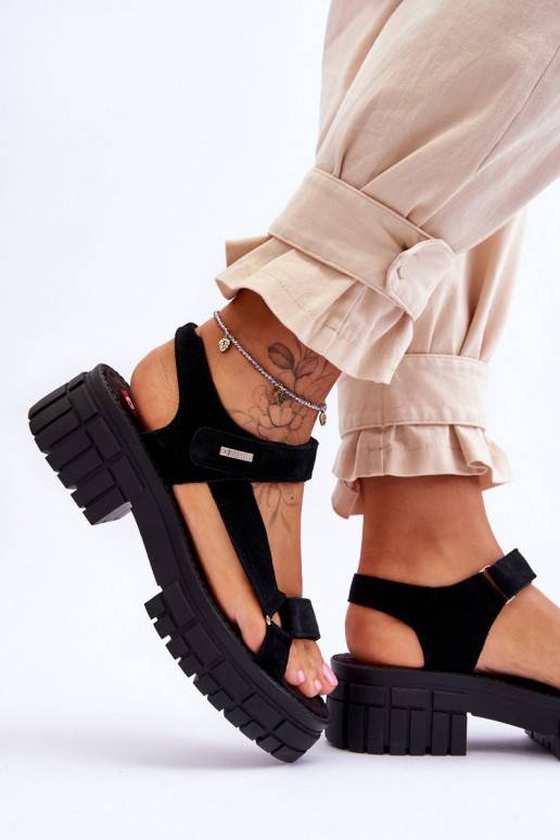 Women's Suede Sandals Big Star LL276035 Black Women's Suede Sandals Big Star LL276035 Black