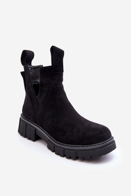 Cut-Out Work Boots Black Heaven