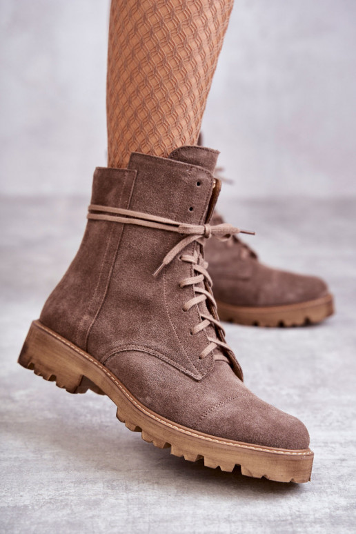 Suede boots with a zipper Nicole 2754 Brown