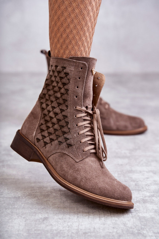 Lace-up suede boots Nicole 2751 Brown