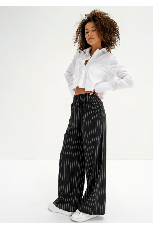 Emmel - Black striped linen trousers