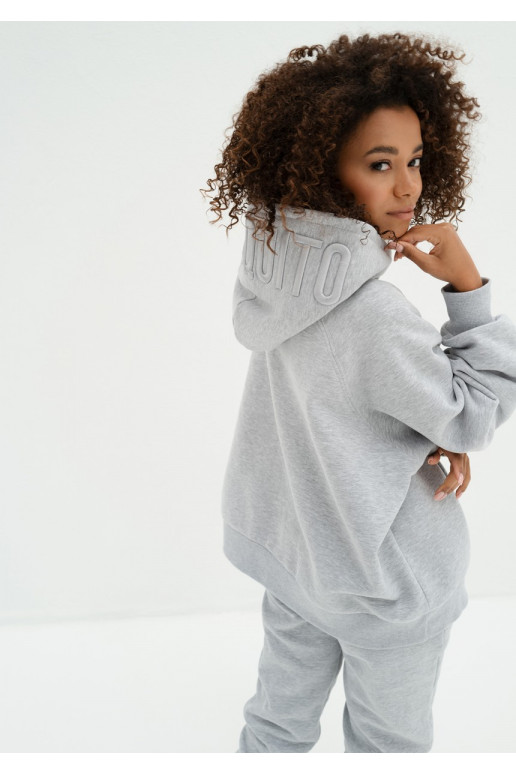 Mesh - Melange grey oversize soft touch hoodie