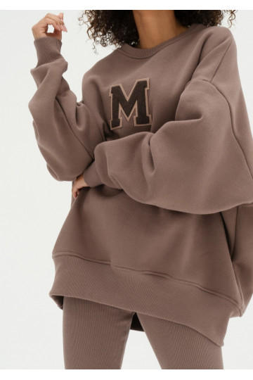 Vibe - Brown oversize sweatshirt "M logo" 2