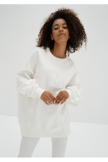 Vibe - Ecru oversize sweatshirt "M logo" 2