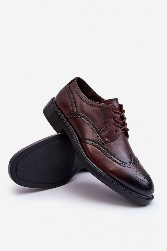 Men's Elegant Leather Shoes Brown Gustavo