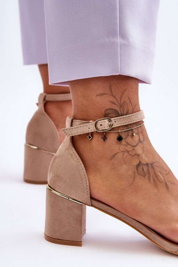 Sandals On A Stable Heel Beige Palermo