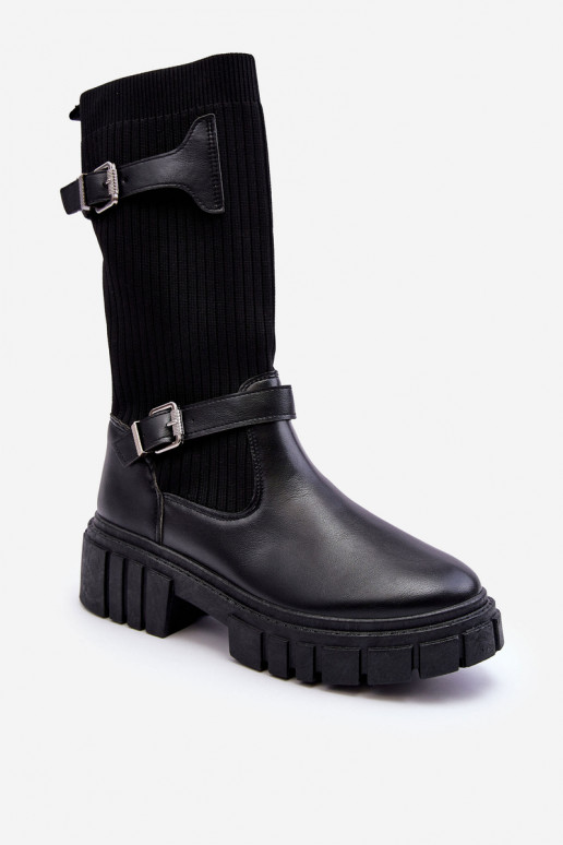 Women's Ankle Boots with Sock Black Abroze