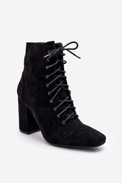 Women's Suede Boots on Heel Black Saolio