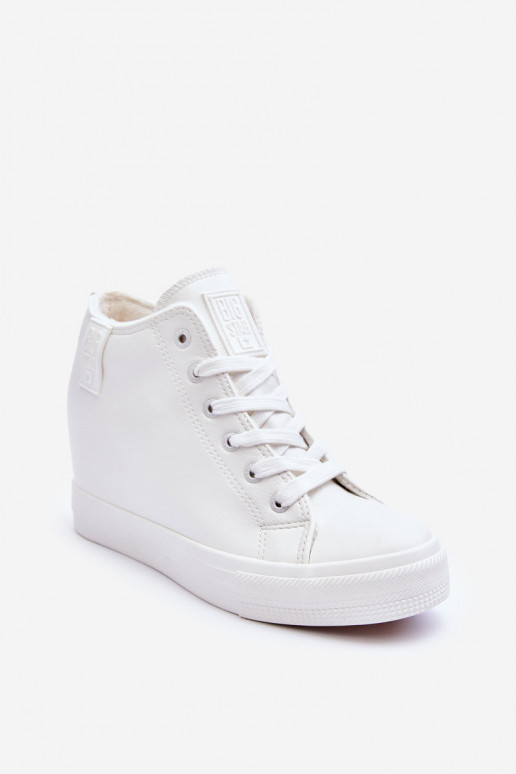 Women's Leather Sneakers On Wedge Big Star MM274002 White