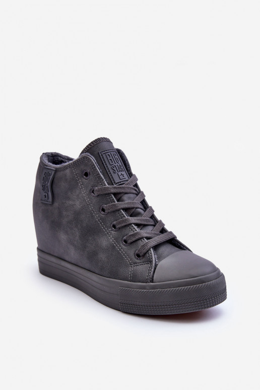 Women's Leather Sneakers On Platform Big Star MM274005 Grey