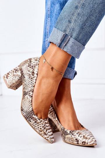 Pumps With A Snake Pattern Lewski Shoes 2801 Gold 2