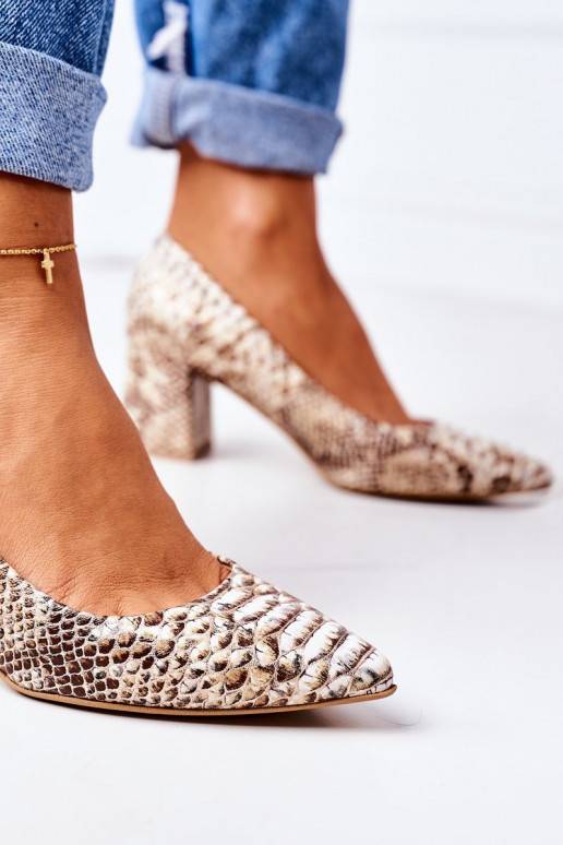 Pumps With A Snake Pattern Lewski Shoes 2801 Gold