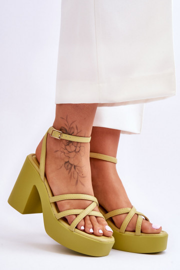 Fashionable High Heels Sandals With Straps Lime Shemira 2