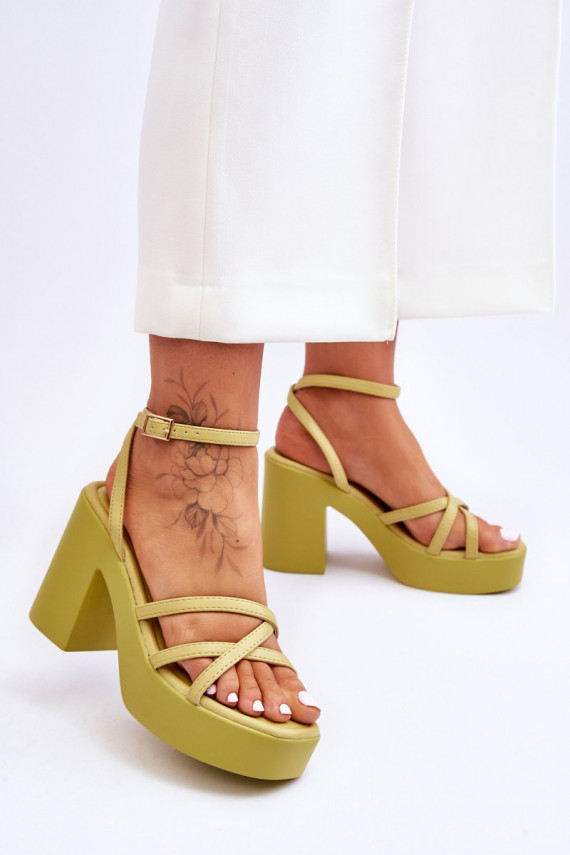 Fashionable High Heels Sandals With Straps Lime Shemira