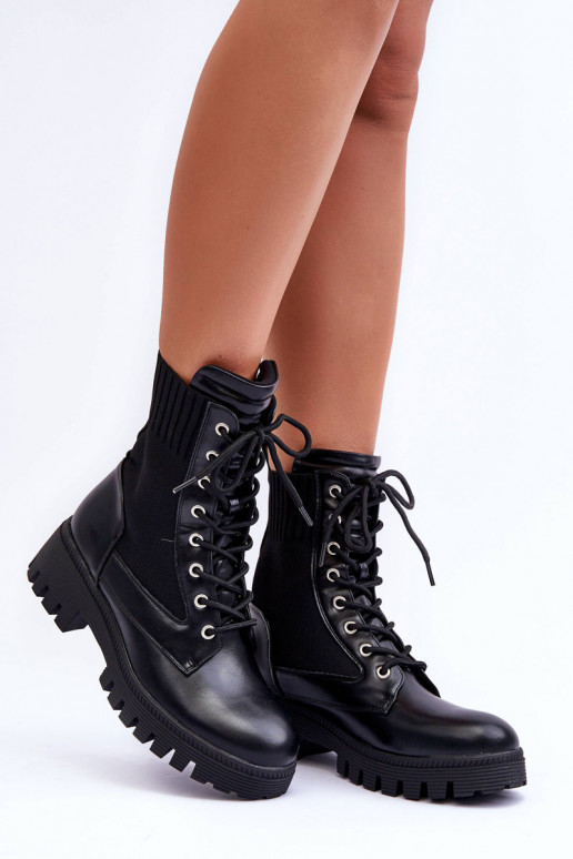 me Women's Chunky Lace Up Boots - Black