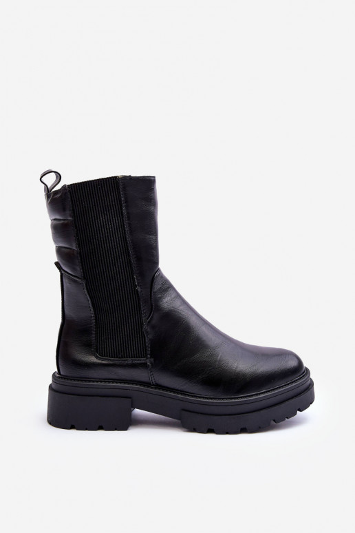 Slip-On High Padded Boots Ankle Boots Black Milca