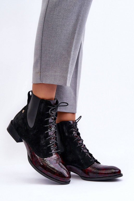 Leather Ankle Boots With Flat Heel Maciejka 06200-08 Black