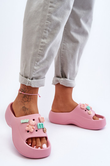 Soft Women's Foam Slippers with Decorations Pink Lorie 2