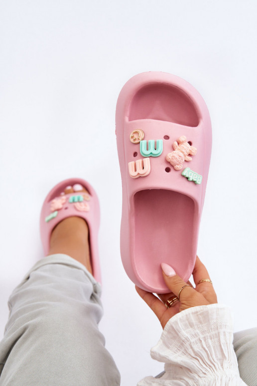 Soft Women's Foam Slippers with Decorations Pink Lorie Soft Women's Foam Slippers with Decorations Pink Lorie