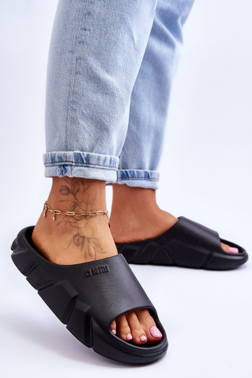 Women's Light Foam Big Star Slippers Black