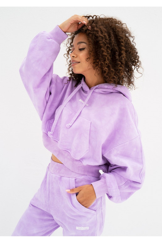 Raffy - Short lila tie dyed hoodie