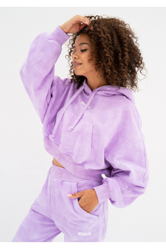 Raffy - Short lila tie dyed hoodie