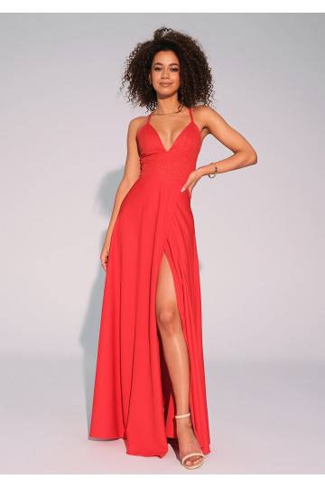 Selena - long shiny red dress 2