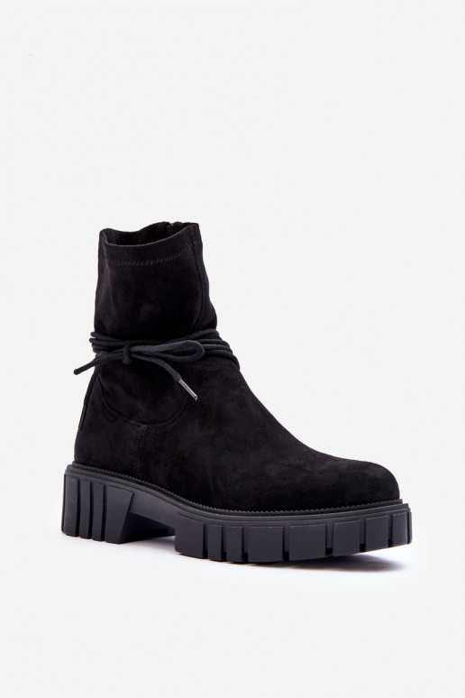 Women's Suede Boots with Black Lacing Lineanor