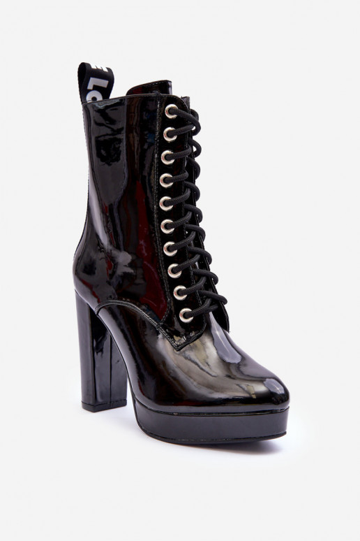 Patent Heeled Boots Black Lolis