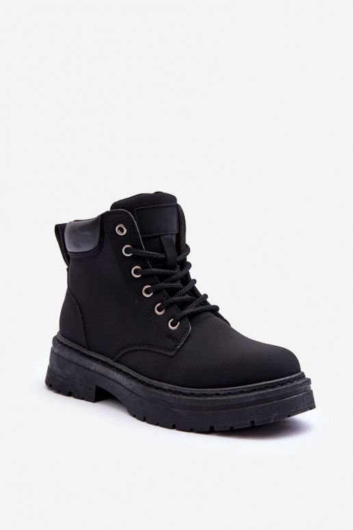 Women's Furry-Lined Lace-Up Boots Black Corbin