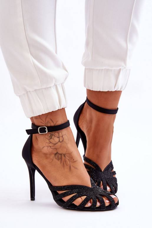 Fashion High Heels With Rhinestones Black Jaylen  Fashion High Heels With Rhinestones Black Jaylen