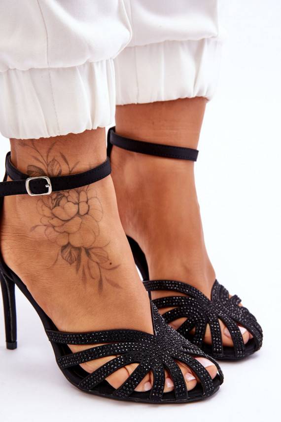 Fashion High Heels With Rhinestones Black Jaylen 
