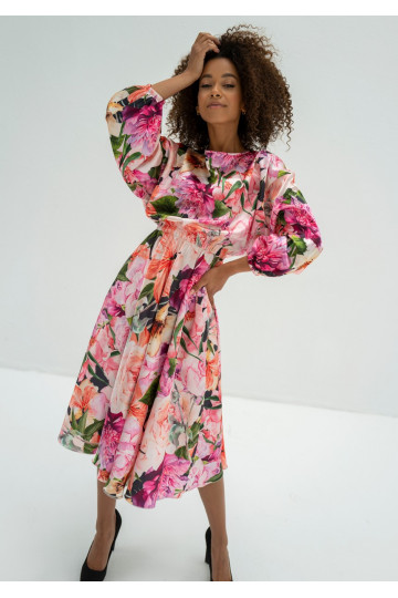 Elvire - Floral satin midi dress