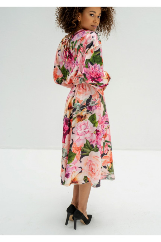 Elvire - midi-length satin floral... Elvire - midi-length satin floral...
