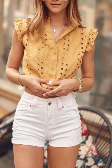 Stylish denim shorts White color