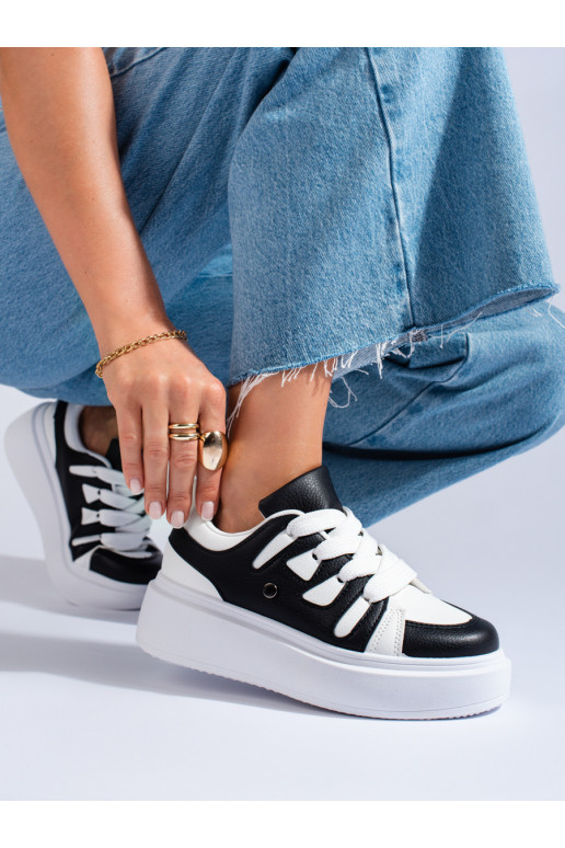 Black and-white color Sneakers model shoes with a massive platform Shelovet