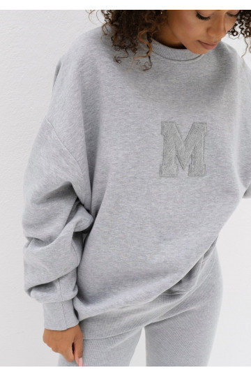 Vibe - Melange grey oversize sweatshirt "M logo" 2