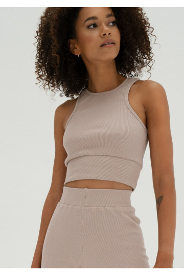 Hype - Beige knitted short top 2